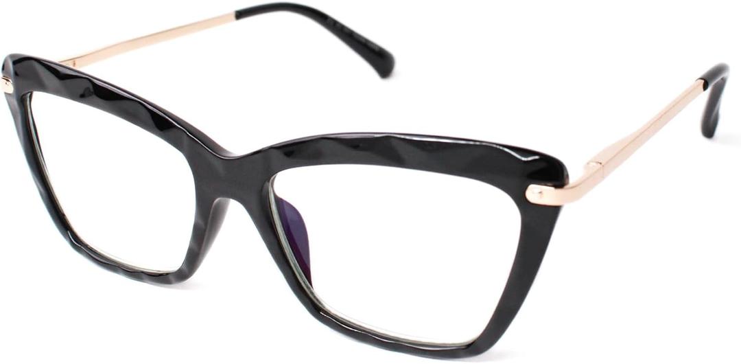 Focus Series Reading Glasses for Women - Full Rim, Polycarbonate & Metal, Includes Case, Cleaning Cloth (Black)