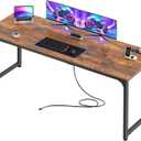 PRAISUN 70 X 24 Inch Office Computer Desk with Power Outlets and USB-C Port, Larger and Longer Gaming Desk, for Home Office, Study, Writing Work from Home Table, Metal Frame, Rustic Brown