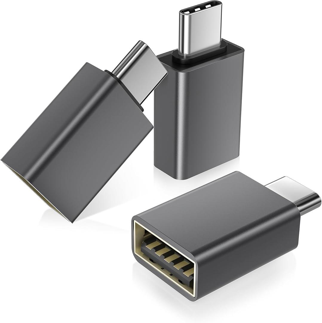 Basesailor USB C to USB Adapter 3Pack, USBC Male to A Female 3.0 OTG MacBook Pro/ Air Adapter, Type C Thunderbolt 4 3 Converter for Apple iPhone 17 17e 16, Mac, iPad, Microsoft Surface, Samsung Galaxy S26