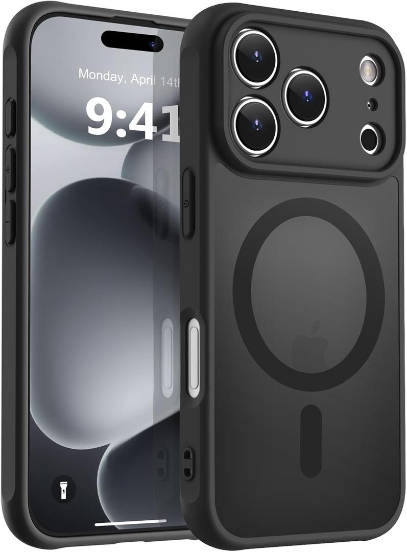 MOCCA Magnetic For Iphone 17 Pro Max Case, (Compatible With Magsafe) (16FT Military Grade Protection) Full Camera Protection Anti-Fingerprint Slim Translucent Matte Phone Cover 6.9", Black