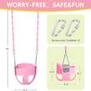 Take Me Away Pink Swing Seat - Heavy Duty High Back Full Bucket Toddler Swing Seat Chain Plastic Coated Baby Swing Outdoor - Playground Swing Set Accessories Replacement