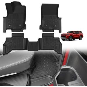 TripleAliners Fit for Toyota 2025 2026 4Runner Accessories Floor Mats All Weather Liners Custom Fit TPE Heavy-Duty 1st&2nd Row Waterproof Anti-Slip Floor Liners (Only for 5 Seats) Not for Hybrid Model