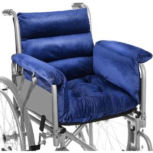 Suzile Wheelchair Cushion Wheelchair Seat Cushion with Strap Recliner Suitable for 18 Inches Armrest and Support for Senior(Navy Blue)