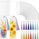 60 Pack Bookmarks with Sleeves & Tassels Blank Watercolor Paper Bookmarks for DIY Painting, Reading, Classroom Crafts & Gift Tags
