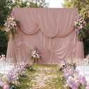50ftx15ft Dusty Pink Backdrop Curtains for Parties, Wrinkle Free Polyester Dusty Pink Photo Backdrop Drapes 10 Panels 15 ft Long Back Drop Cloth for Wedding Birthday Photography Background Party, 5ftx15ft_10 Panels