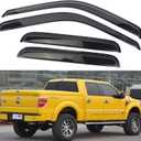 MUCO Rain Guards Visors Side Window Deflector for 99-16 F250 F350 F450 F550 Super Duty Crew Cab Pick up-Tape-On Dark Tinted Acrylic Sun Rain Guards Visor