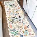 4' x 10",  Washable Hallway Runner Rug: Floral Kitchen Rugs with Non-Slip Backing Vintage Low Pile Entryway Carpet for Living Room Bedroom Ultra Soft Water Resisitant Floor Mat for Bathroom Laudry(4' x 10', Cream)