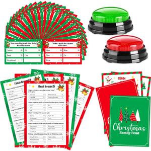 Christmas Friendly Feud Game with 2 Answer Buzzers Christmas Friendly Feud Quiz Xmas Game Card Funny Xmas Party Games Winter Trivia Games Family Trivia Quiz for Groups