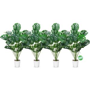 Crowye 4 Pack 36 Inch Artificial Monstera Deliciosa Plants in White Pots, Fake Tropical Palm Fronds Tree with Turtle Leaves Greenery Stem, Faux Swiss Cheese Plant for Floor Office Home Wedding Party Crowye 4 Pack 36 Inch Artificial Monstera Deliciosa Plants in White Pots, Fake Tropical Palm Fronds Tree with Turtle Leaves Greenery Stem, Faux Swiss Cheese Plant for Floor Office Home Wedding Party