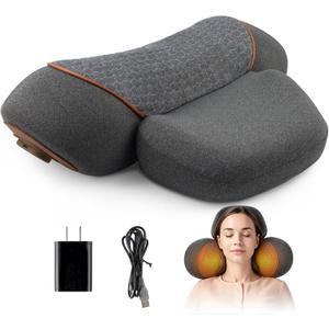 3-in-1 Neck Massager Pillow, Portable Memory Foam Neck Cervical Traction Device with Heat & Gentle Traction & Vibration Massage for Pain Relief Deep Tissue, Cervical Pillow, Gift for Men and Women