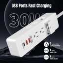 Power Strip, 2300J Surge Protector Power Strip, 5ft Extension Cord with 2 USB A/1 USB C Ports for iPhone 16 15/Plus/Pro/Pro Max, Flat Plug-TUV Listed