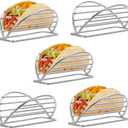 BSTKEY Taco Holders Set of 5, Stainless Steel Taco Stand, Soft or Hard Shell Taco Rack for Taco Bar, Burritos and Tortillas Holder for Kitchen Restaurant