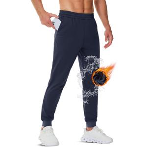 TACVASEN Men's Fleece Lined Joggers with Pockets Winter Warm Sweatpants Water Resistant Gym Workout Athletic Pants Men (XL)