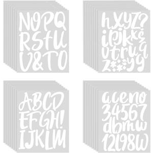 Outus 576 Pieces 8 Sheets Letters Stickers Self Adhesive Vinyl Letter for Graduation Cap Alphabet Number Stickers Mailbox Numbers Sticker, Decals for Classroom Decor Sign Door(White,4 Inch)