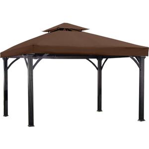 YOYOW 10x10 Canopy Replacement Gazebo Top Canopy Replacement Outdoor Shelter Top for Garden Patio Pavilion Sun Shade(Brown)