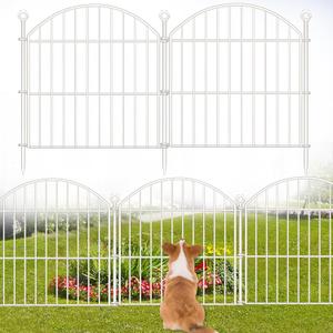 Decorative Garden Fence 24in (H) x20ft (L), 10 Pack No Dig Fence Animal Barrier for Dog, Arched Flower Bed Edging, Wire Border Panel Fencing for Yard Patio Outdoor Decor White