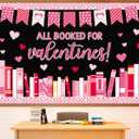 Valentine's Day Reading Bulletin Board Set Valentine's Day Classroom Decoration All Booked for Valentine's Bulletin Board Pink Red Heart Cutouts for Holiday Classroom Home School Chalkboard Wall Decor