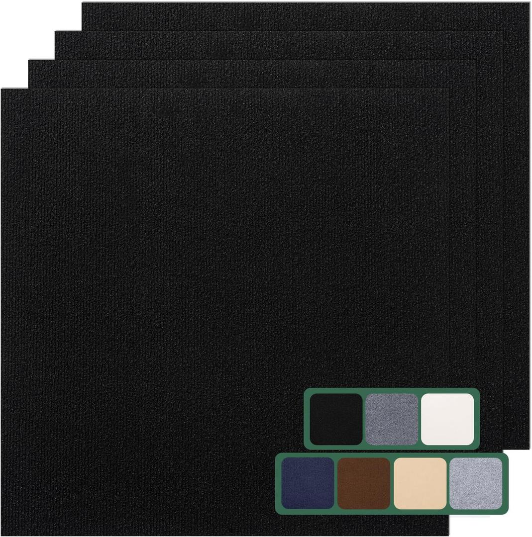 30 Pack Carpet Tile - 12 X 12 Self Adhesive Carpet Floor Tiles Anti-Slip Squares Peel and Stick Floor Tilel DIY Installation for Bedroom (Black)