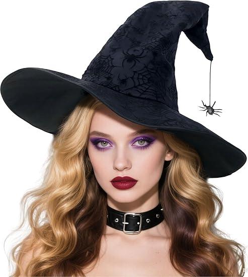 LNEPKCD Witch Hats for Women Black Adult Hlalloween Wizard Hat Costume Party Accessory