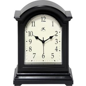 Infinity Instruments Miniature Grandfather Clock for Mantle, Vintage Tabletop Clock with Antique Design, 9"x6", Black