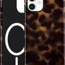 Jusy Compatible with MagSafe Brown Tortoise Shell Print Phone Case for iPhone 12/12 Pro, Amber Trendy Luxury Magnetic Soft TPU and Hard PC Protective Phone Cover for Women Girls - Tortoise Shell