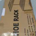 Shoe Rack, Unique 5-Shaped Free Standing Shoe Shelf, 3-Tier Wooden Shoe Organizer with Wooden Top and Steel Frame for Front Door Entrance, Entryway, Hallway, 24.41" D x 11.02" W x 16.14" H