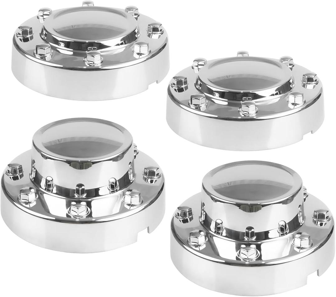 Front & Rear Chrome Dually Wheel Center Hub Caps Cover Compatible with Dodge Ram 3500 2011 2012 2013 2014 2015 2016 2017 2018 with Aluminum Wheels Replaces 68081010AA, 68081015AC (4Pcs)