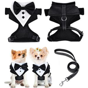 Dog Tuxedo Harness Dog Harness for Medium Dogs with Leash Dog Wedding Attire Small Dog Formal Tuxedos Dog Outfit Wedding Small Dog Tuxedo Tuxedo for A Dog Outfit Dog Costume Wedding Outfit for Dog
