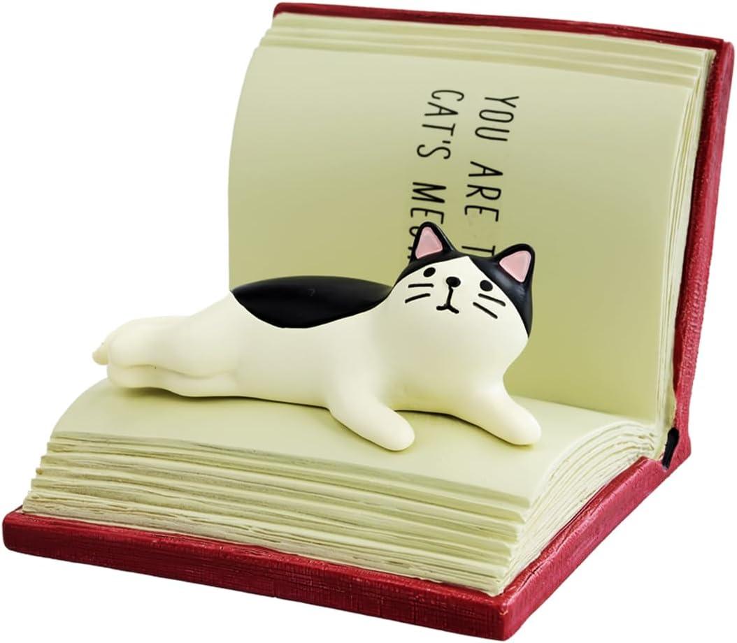 Cute Cat Lay on Book Phone Stand Animal Resin Gifts for Cat Lovers, Home & Office Fashion Accessories(Red)