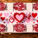 50Pcs Valentine's Day Oval Paper Plates 10" x 12" Large Red Pink Hearts Plates Disposable Heavy Duty Red Pink & White Heart Platters for Valentines Day Wedding Anniversary Engagement Party Decorations