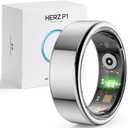 Herz P1 Smart Ring for Women & Men - (Size 10) 24/7 Health Metrics Fitness Ring, Tracks 20+ Biometrics, 6 Day Battery Life, Waterproof Stainless Steel, Free APP for iOS Android, No Subscription