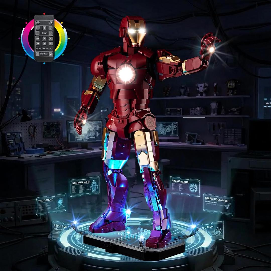 Kyglaring Light Kit Compatible with Lego Iron Man Mark 3 Collectors' Edition 76344 Building Set, Upgraded Remote Control, Lights Only, No Model, Remote Version