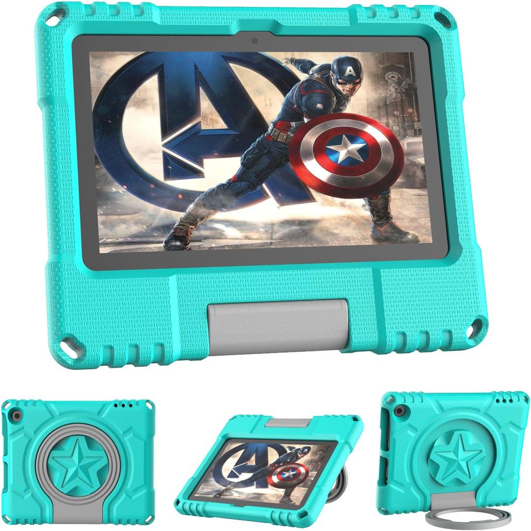 Tablet Kids Case for 7Tablets, Not for iPad Nokia 7 inch Tablets, Patamiyar Lightweight Shockproof Case with Handle Stand - Turquoise