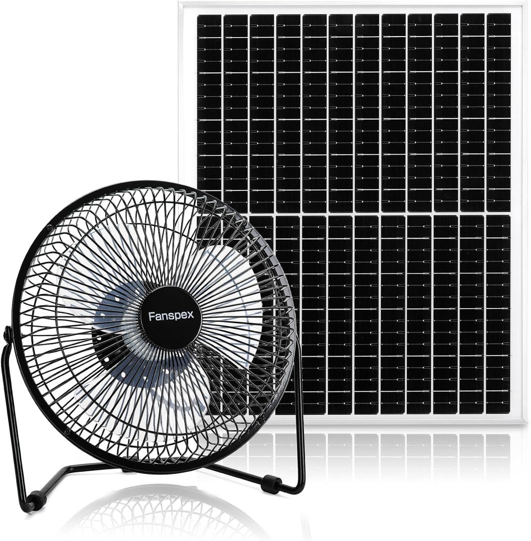 Fanspex 8" Solar Fan for Outdoor Chicken Coop, Small Greenhouse, Dog House Cooing or Air Circulation, 25W solar panel Powered Fans with Adjust Tilt