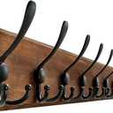 Rustic Wall Mount Coat Rack, 17" Coat Hooks Wall Mount Wood Coat Rack with 8 Triple Hooks, Heavy Duty Wooden Wall Mounted Coat Hanger for Entryway, Farmhouse Hanging Coats, Hats, Bags,Towels
