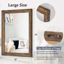 AAZZKANG Rustic Wood Mirror Rectangle Decorative Wall Mirrors with Frame Large 26"x18"for Bedroom Living Room Bathroom Entryway Hanging Brown