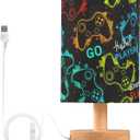 Bedside Table Lamp Video Game Nightstand Lamp with Wood Gaming Gamer Colorful Desk Lamps for Bedroom Living Room Nursery Office Home Decor