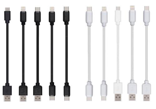 JuSoFU 15 PCS Multi Short USB Cables & TypeC-C Cables for Charging Stations Compatible/w iPhone16 &15, iPhone5-14/ iPads/iPad mini/iPad Pros/Samsung Moblies & Tablets/Pixel & Nexus/HTC/Sony(Black)