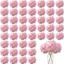 100PCS Artificial Hydrangea Flowers, Fake Flowers Silk Hydrangea Full Flowers Heads with Stems for Wedding Home Party Shop Baby Shower Decor (Baby Pink)