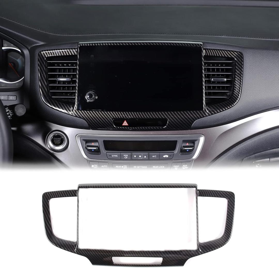 Dashboard Navigation Panel Frame for Honda Pilot 2019-2022/ Ridgeline 2021-2023/ Passport 2019-2023, ABS Material Center Console GPS Screen Panel Frame Trim Accessories (Carbon Fiber Pattern)