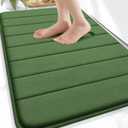 OLANLY Memory Foam Bath Mat 30x20, Super Soft Absorbent Bathroom Rugs, Quick Dry, Machine Washable Shower Floor Rugs, Bathmat Carpet, Bathroom Home Decor Accessories, Olive Green