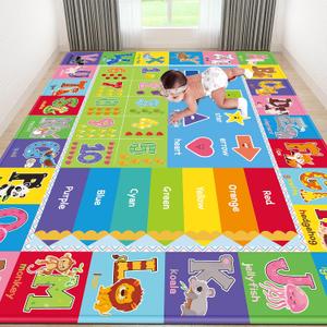 Kids Play Rug for Playroom, ABC Educational Rugs for Classroom, Preschool Floor Play Mat for Kids Toddler Baby, Large Soft Kid Rug Carpet for Boy Girl Bedroom (110X78.7 INCH Green) (6'7" x 9'2" (Rectangular))