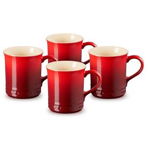 Le Creuset Stoneware Set of 4 Mugs, 14 oz. each, Cerise