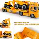Dwi Dowellin Construction Carrier Truck Kids Toys,25.6" Semi-Trailer Toy with Excavator and Dump Truck,Gifts for Age 3 4 5 6+ Years Old Boys Girls