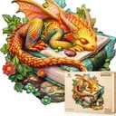 Jigfoxy Wooden Puzzle for Adults, Sleeping Dragon Wooden Jigsaw Puzzles for Adult, Unique Animal Shape Wood Cut Puzzles, Christmas Thanksgiving Gifts for Friends Family (M-11.4 * 10.9in-200pcs)