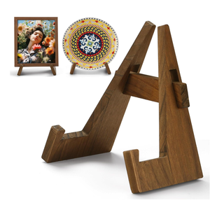 Wooden Plate Stand, 9 Inch Decorative Ornament Display Stand, Plate Holders for Displaying, Picture Frame Holder Stand, Cookbook Stand for Recipe Books, Photos & Collectibles