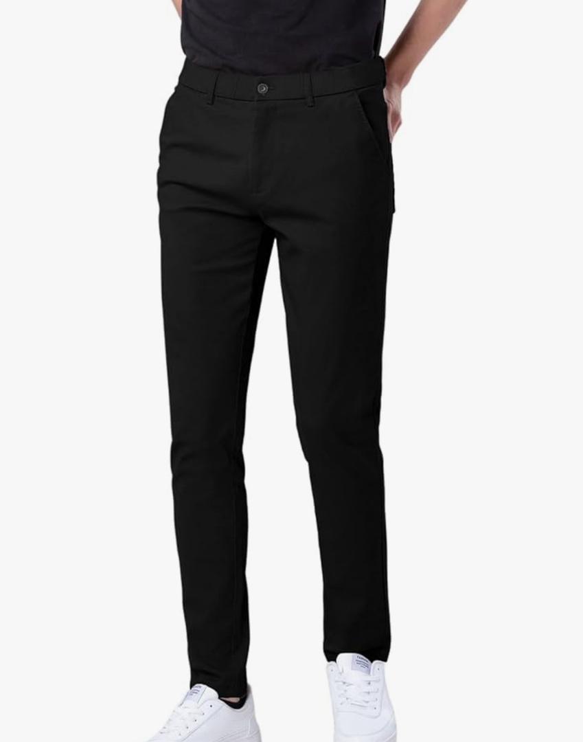 Men's Skinny Stretchy Khaki Pants Colored Pants Slim Fit Slacks Tapered Trousers Size M