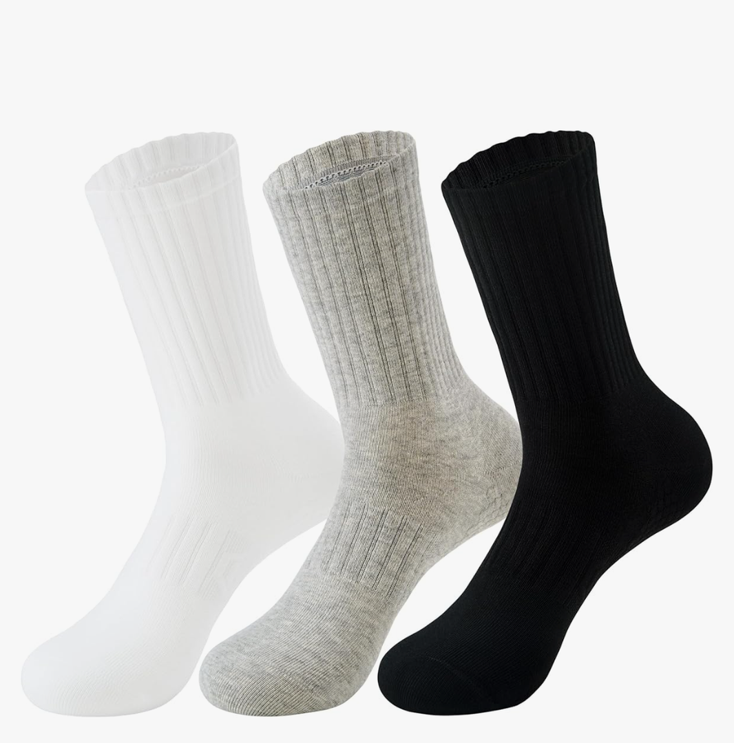 MAGIARTE Womens Compression Athletic Cotton Crew Socks Moisture Wicking Running Cycling Multi Sports Socks for Women 3 PACK, Size 6-9
