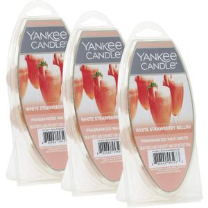Yankee Candle White Strawberry Bellini Wax Melts 3 Packs of 6 (18 Total) (Medium Pink)