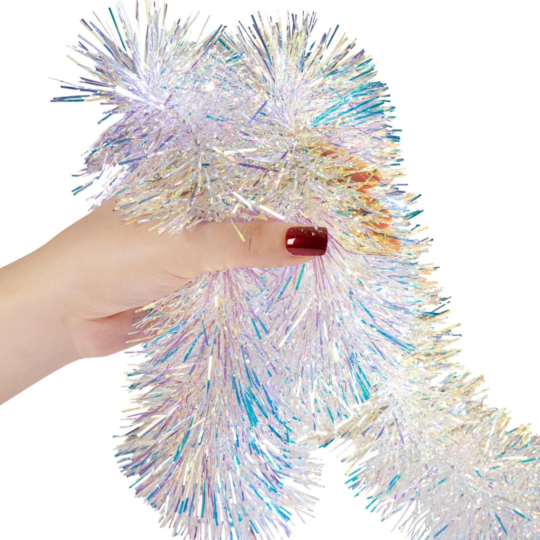 Tinsel Garland Christmas Ornaments  Premium Polar Light Film Garlands for Decoration  Multiple Colors Reflective Christmas Party Decor (20Ft)